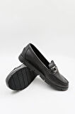 Venüs Kadın Hakiki Deri Tokalı Loafer Ayakkabı 25075610K - Siyah - 36