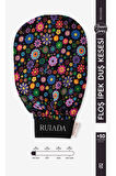 Flowers Series +50 Factor %100 Floş Ipek Ince Banyo Duş Kesesi Peeling Eldiveni (BLACK)