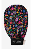 Flowers Series +50 Factor %100 Floş Ipek Ince Banyo Duş Kesesi Peeling Eldiveni (BLACK)
