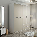 Elina 4 Kapaklı Dolap - Beyaz/Kumtaşı