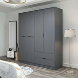 Elina 4 Kapaklı Dolap - Antrasit/Antrasit