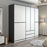 Elina 5 Kapaklı Dolap - Antrasit/Beyaz