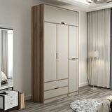 Elina 3 Kapaklı Dolap + Yüklük - Dore/Kumtaşı