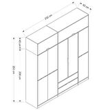 Elina 5 Kapaklı Dolap + Yüklük - Dore/Kumtaşı