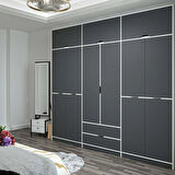 Elina 6 Kapaklı Dolap + Yüklük - Beyaz/Antrasit