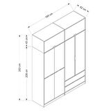 Elina 4 Kapaklı Dolap + Yüklük - Antrasit/Kumtaşı