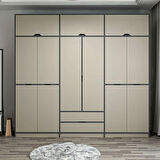 Elina 6 Kapaklı Dolap + Yüklük - Antrasit/Kumtaşı