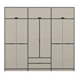 Elina 6 Kapaklı Dolap + Yüklük - Antrasit/Kumtaşı