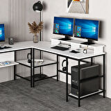 Minar Greta Raflı L Köşe Çalışma Masası - Beyaz