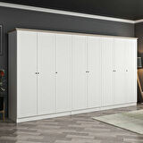 Kale 8 Kapaklı 4Ç Taçlı Dolap Beyaz Mebran Panjur Beyaz 210CM