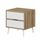 Elina Ayaklı 2 Çekmeceli Komodin - Dore/Beyaz