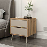 Elina Ayaklı 2 Çekmeceli Komodin - Dore/Kumtaşı