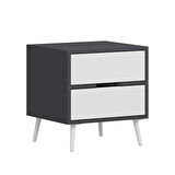 Elina Ayaklı 2 Çekmeceli Komodin - Antrasit/Beyaz