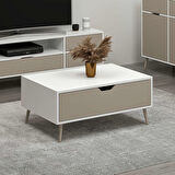 Elina Ayaklı Orta Sehpa - Beyaz/Kumtaşı