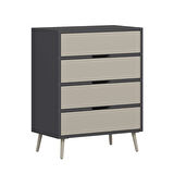 Elina Ayaklı 4 Çekmeceli Şifonyer - Antrasit/Kumtaşı