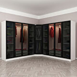 Kale 9 Füme Cam Kapaklı 4Ç Köşe Dolap Beyaz Füme Cam 190CM