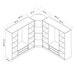 Kale 9 Füme Cam Kapaklı 4Ç Köşe Dolap Beyaz Füme Cam 190CM