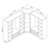 Kale 8 Füme Cam Kapaklı 4Ç Köşe Dolap Antrasit Füme Cam 190CM