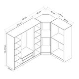 Kale 7 Füme Cam Kapaklı 2Ç Köşe Dolap Antrasit Füme Cam 190CM
