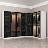 Kale 7 Füme Cam Kapaklı 2Ç Köşe Dolap Beyaz Füme Cam 190CM