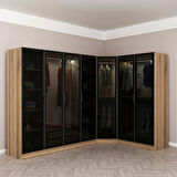 Kale 7 Füme Cam Kapaklı 2Ç Köşe Dolap Dore Füme Cam 190CM