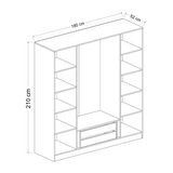 Kale 4 Füme Cam Kapaklı 2Ç Dolap Dore Füme Cam 190CM