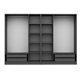 Kale Plus 6 Mebran Kapaklı 4Ç Dolap Antrasit Mebran Füme Cam 190CM