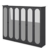 Kale 6 Kapak 6A 2Ç Dolap Antrasit - Mebran Defne Ayna Antr 190CM