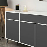 Elina Ayaklı Konsol Aynalı - Beyaz/Antrasit