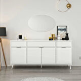 Elina Ayaklı Konsol Aynalı - Beyaz/Beyaz