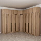 Kaleplus 9 Kapaklı 4 Çekmeceli Köşe Dolap + Yüklük Dore Dore Plus 255CM