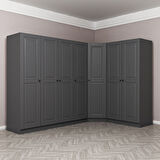 Kale 7 Kapaklı 2 Çekmeceli Köşe Dolap Antrasit Mebran İlkbahar 190CM