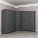 Kale 7 Kapaklı 4 Çekmeceli Köşe Dolap Antrasit Mebran İlkbahar 190CM
