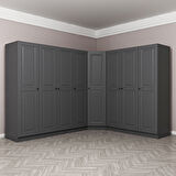 Kale 8 Kapaklı 4 Çekmeceli Köşe Dolap Antrasit Mebran İlkbahar 190CM