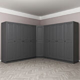 Kale 9 Kapaklı 4 Çekmeceli Köşe Dolap Antrasit Mebran İlkbahar 190CM