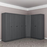 Kale 7 Kapaklı 2 Çekmeceli Köşe Dolap Antrasit Mebran Panjur 190CM