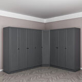 Kale 8 Kapaklı 4 Çekmeceli Köşe Dolap Antrasit Mebran Panjur 190CM