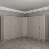 Kale 9 Kapaklı 4 Çekmeceli Köşe Dolap Kumtaşı Mebran Panjur 190CM