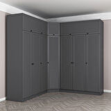 Kale 7 Kapaklı 4 Çekmeceli Köşe Dolap + Yüklük Antrasit Mebran Panjur 235CM