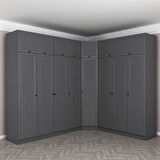 Kale 8 Kapaklı 4 Çekmeceli Köşe Dolap + Yüklük Antrasit Mebran Panjur 235CM