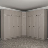 Kale 9 Kapaklı 4 Çekmeceli Köşe Dolap + Yüklük Kumtaşı Mebran Panjur 235CM