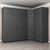 Kale 7 Kapaklı 2 Çekmeceli Köşe Dolap + Yüklük Antrasit Mebran İlkbahar 235CM