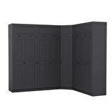 Kale 8 Kapaklı 4 Çekmeceli Köşe Dolap + Yüklük Antrasit Mebran İlkbahar 235CM