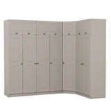 Kale 7 Kapaklı 2 Çekmeceli Köşe Dolap + Yüklük Kumtaşı Mebran İlkbahar 235CM