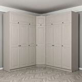 Kale 7 Kapaklı 4 Çekmeceli Köşe Dolap + Yüklük Kumtaşı Mebran İlkbahar 235CM