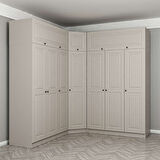 Kale 7 Kapaklı 4 Çekmeceli Köşe Dolap + Yüklük Kumtaşı Mebran İlkbahar 235CM