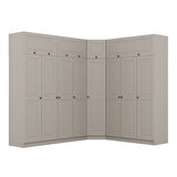 Kale 8 Kapaklı 4 Çekmeceli Köşe Dolap + Yüklük Kumtaşı Mebran İlkbahar 235CM