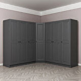 Kale 7 Kapaklı 4 Çekmeceli Köşe Dolap Antrasit Mebran İlkbahar 210CM