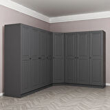 Kale 8 Kapaklı 4 Çekmeceli Köşe Dolap Antrasit Mebran İlkbahar 210CM
