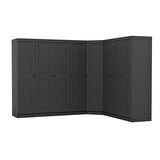 Kale 8 Kapaklı 4 Çekmeceli Köşe Dolap Antrasit Mebran İlkbahar 210CM